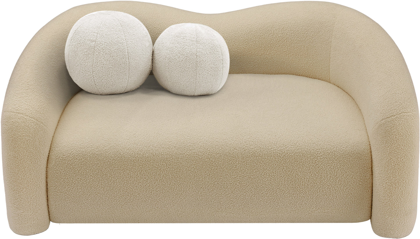 eclipse beige faux shearling teddy fabric loveseat l