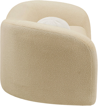 Eclipse Beige Faux Shearling Teddy Fabric Loveseat L