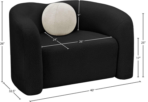 Eclipse Black Faux Shearling Teddy Fabric Chair C