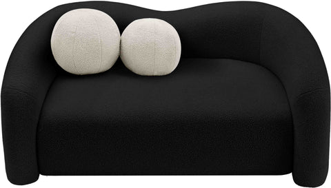 Eclipse Black Faux Shearling Teddy Fabric Loveseat L