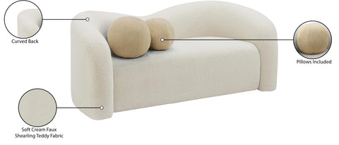 Eclipse Cream Faux Shearling Teddy Fabric Loveseat L