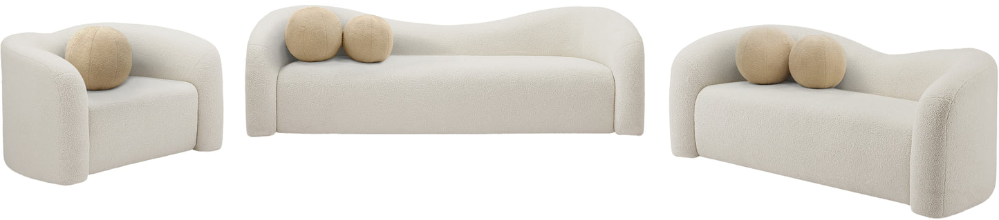 eclipse cream faux shearling teddy fabric loveseat l