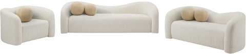 Eclipse Cream Faux Shearling Teddy Fabric Loveseat L