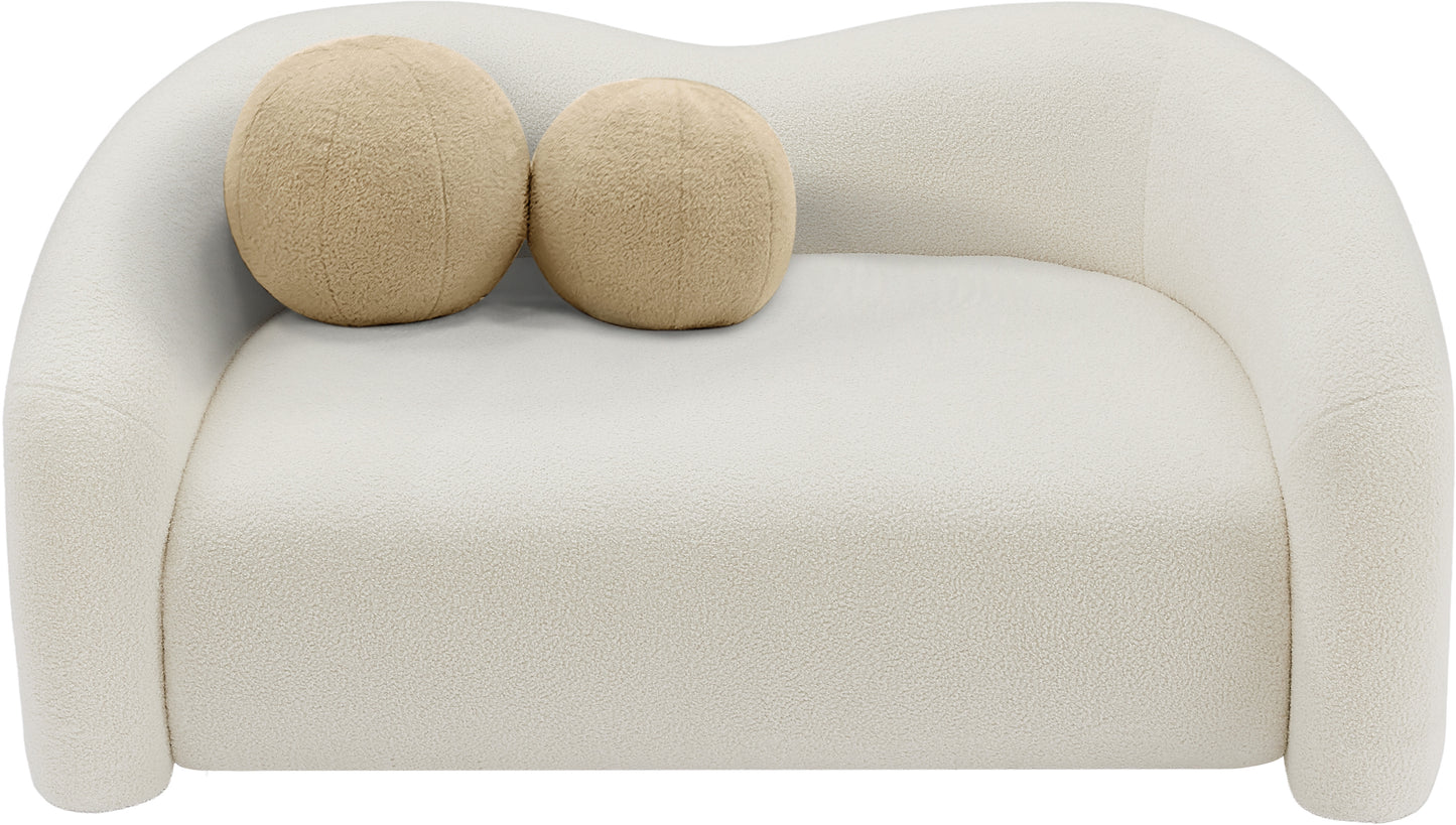 eclipse cream faux shearling teddy fabric loveseat l