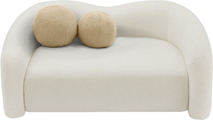 Eclipse Cream Faux Shearling Teddy Fabric Loveseat L