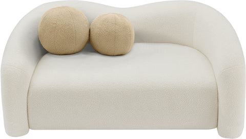 Eclipse Cream Faux Shearling Teddy Fabric Loveseat L