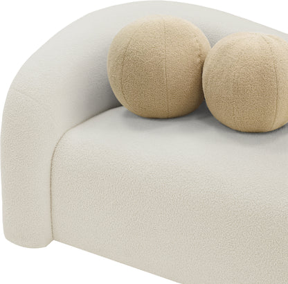 Eclipse Cream Faux Shearling Teddy Fabric Loveseat L