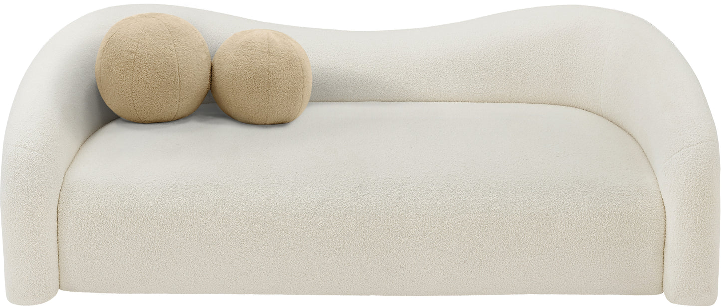 eclipse cream faux shearling teddy fabric sofa s