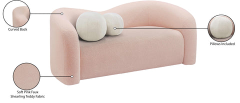 Eclipse Pink Faux Shearling Teddy Fabric Loveseat L