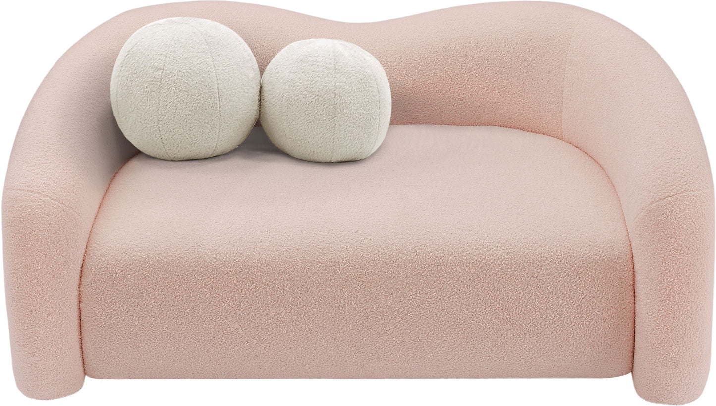 eclipse pink faux shearling teddy fabric loveseat l