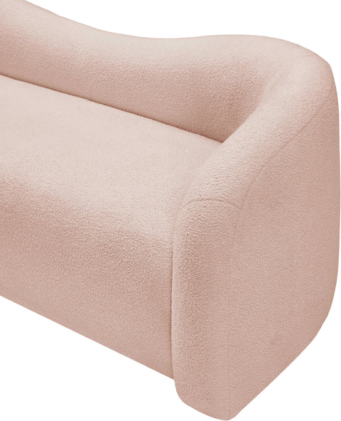 Eclipse Pink Faux Shearling Teddy Fabric Loveseat L