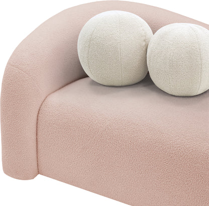 Eclipse Pink Faux Shearling Teddy Fabric Loveseat L