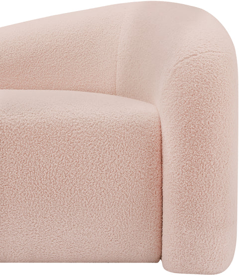 Eclipse Pink Faux Shearling Teddy Fabric Loveseat L