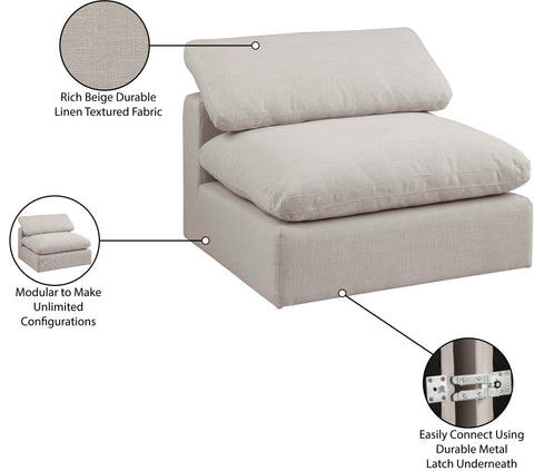 Farrah Beige Linen Textured Fabric Upholstered Armless Chair, 1 Piece