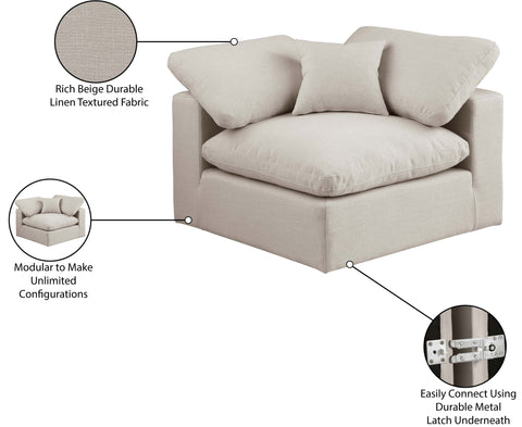 Farrah Beige Linen Textured Fabric Upholstered Corner Chair, 1 Piece
