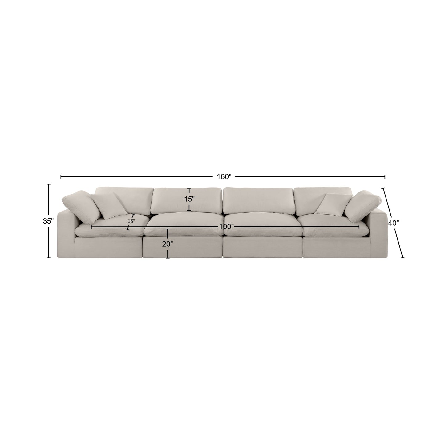 dolce beige linen textured fabric modular sofa s158