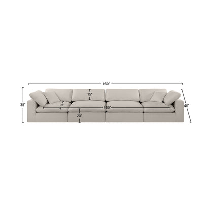 Dolce Beige Linen Textured Fabric Modular Sofa S158