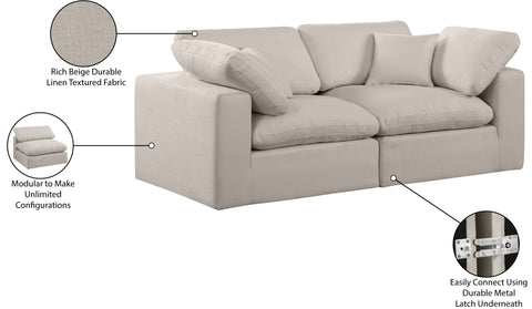 Farrah 80" Beige Linen Textured Fabric Upholstered Sofa, 2-Piece