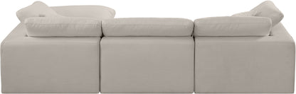 Dolce Beige Linen Textured Fabric Modular Sectional Sec4A