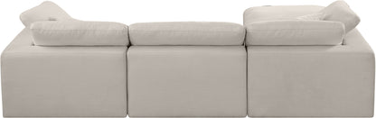 Dolce Beige Linen Textured Fabric Modular Sectional Sec4A