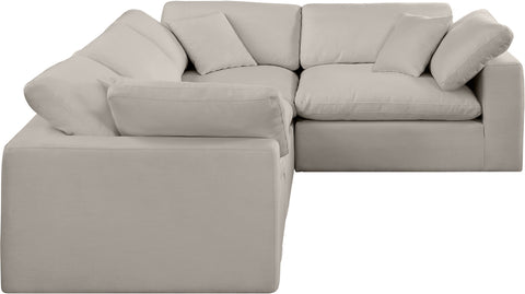 Farrah 119" Beige Linen Textured Fabric Upholstered Sectional, 4-Piece (Style 3)