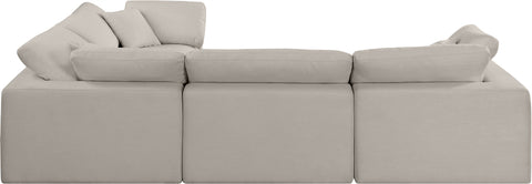 Farrah 119" Beige Linen Textured Fabric Upholstered Sectional, 4-Piece (Style 3)