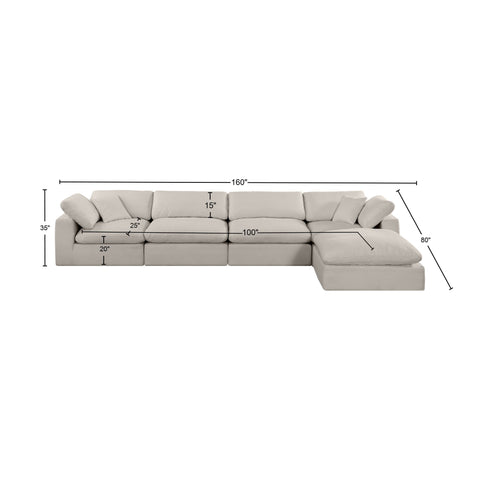 Dolce Beige Linen Textured Fabric Modular Sectional Sec5A