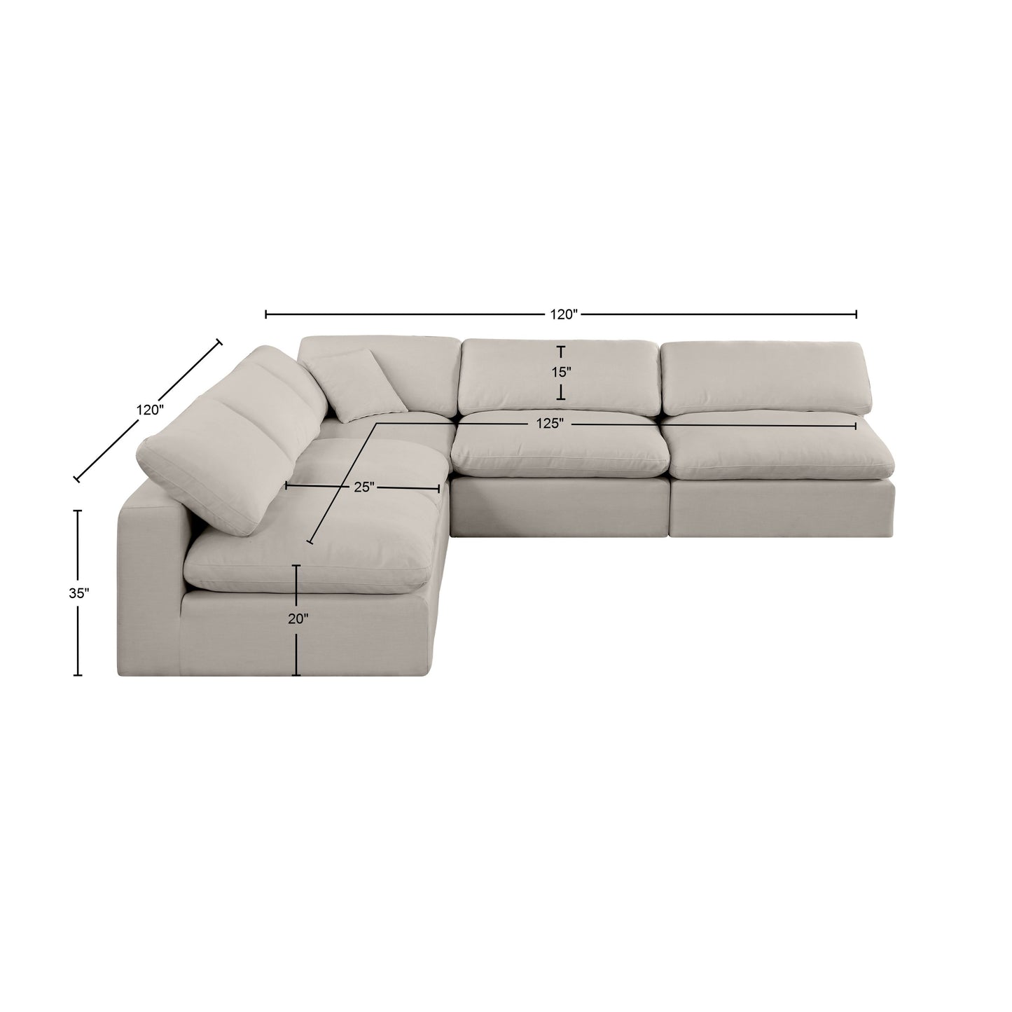 dolce beige linen textured fabric modular sectional sec5b