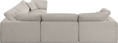 Dolce Beige Linen Textured Fabric Modular Sectional Sec5C