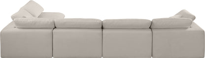 Dolce Beige Linen Textured Fabric Modular Sectional Sec5D