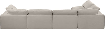 Dolce Beige Linen Textured Fabric Modular Sectional Sec5D