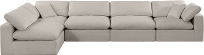 Dolce Beige Linen Textured Fabric Modular Sectional Sec5D