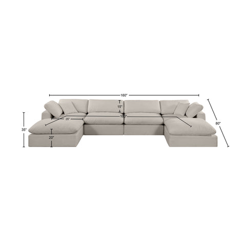 Dolce Beige Linen Textured Fabric Modular Sectional Sec6B