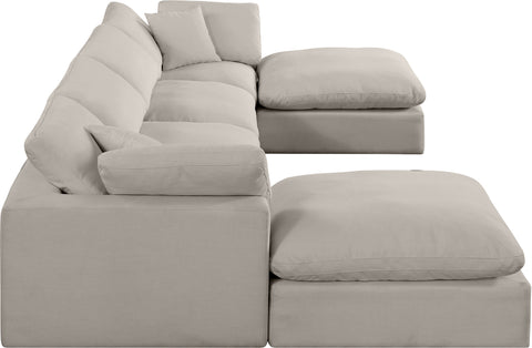 Dolce Beige Linen Textured Fabric Modular Sectional Sec6B