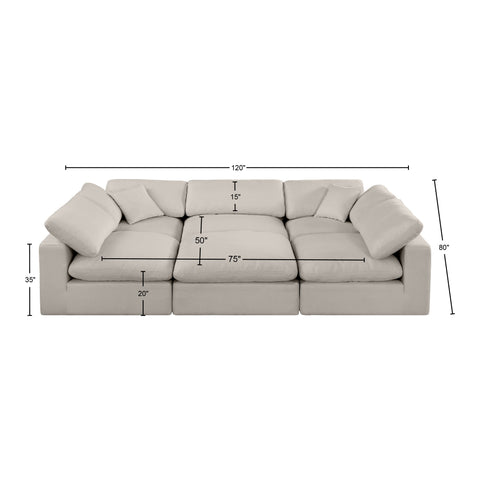 Dolce Beige Linen Textured Fabric Modular Sectional Sec6C