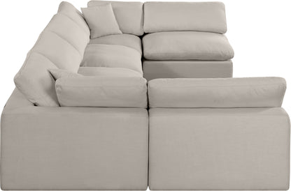 Dolce Beige Linen Textured Fabric Modular Sectional Sec6D