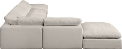 Dolce Beige Linen Textured Fabric Modular Sectional Sec6E