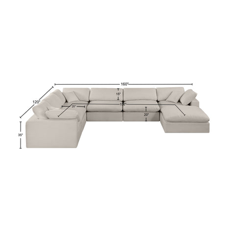 Dolce Beige Linen Textured Fabric Modular Sectional Sec7A