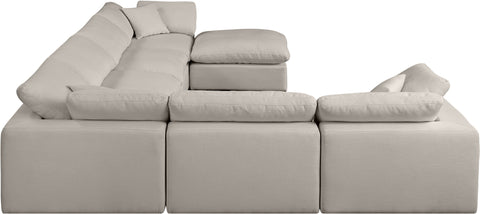 Dolce Beige Linen Textured Fabric Modular Sectional Sec7A