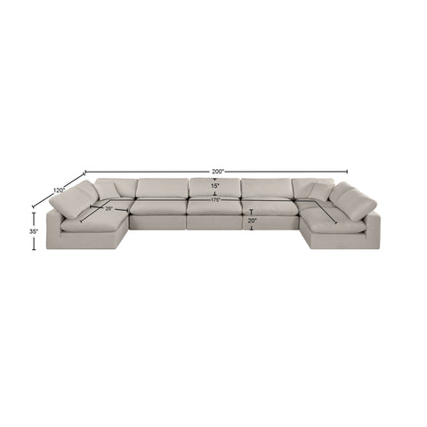 Dolce Beige Linen Textured Fabric Modular Sectional Sec7B