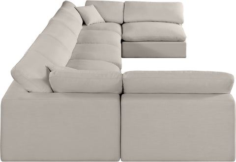 Dolce Beige Linen Textured Fabric Modular Sectional Sec7B