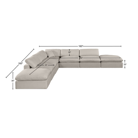 Dolce Beige Linen Textured Fabric Modular Sectional Sec7C