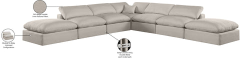 Farrah 157" Beige Linen Textured Fabric Upholstered Sectional, 7-Piece