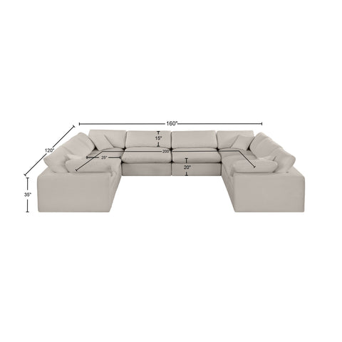 Dolce Beige Linen Textured Fabric Modular Sectional Sec8A