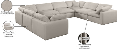 Farrah 158" Beige Linen Textured Fabric Upholstered Sectional, 8-Piece