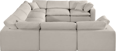 Dolce Beige Linen Textured Fabric Modular Sectional Sec8A