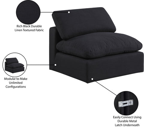 Farrah Black Linen Textured Fabric Upholstered Armless Chair, 1 Piece