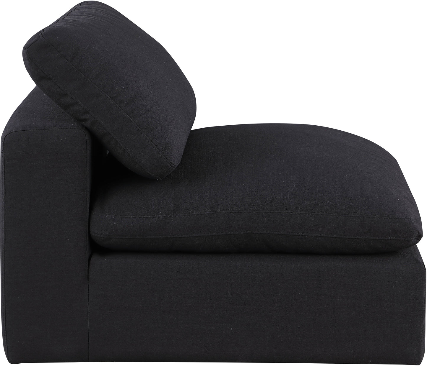 dolce black linen textured fabric modular armless chair armless