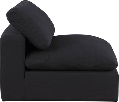 Dolce Black Linen Textured Fabric Modular Armless Chair Armless