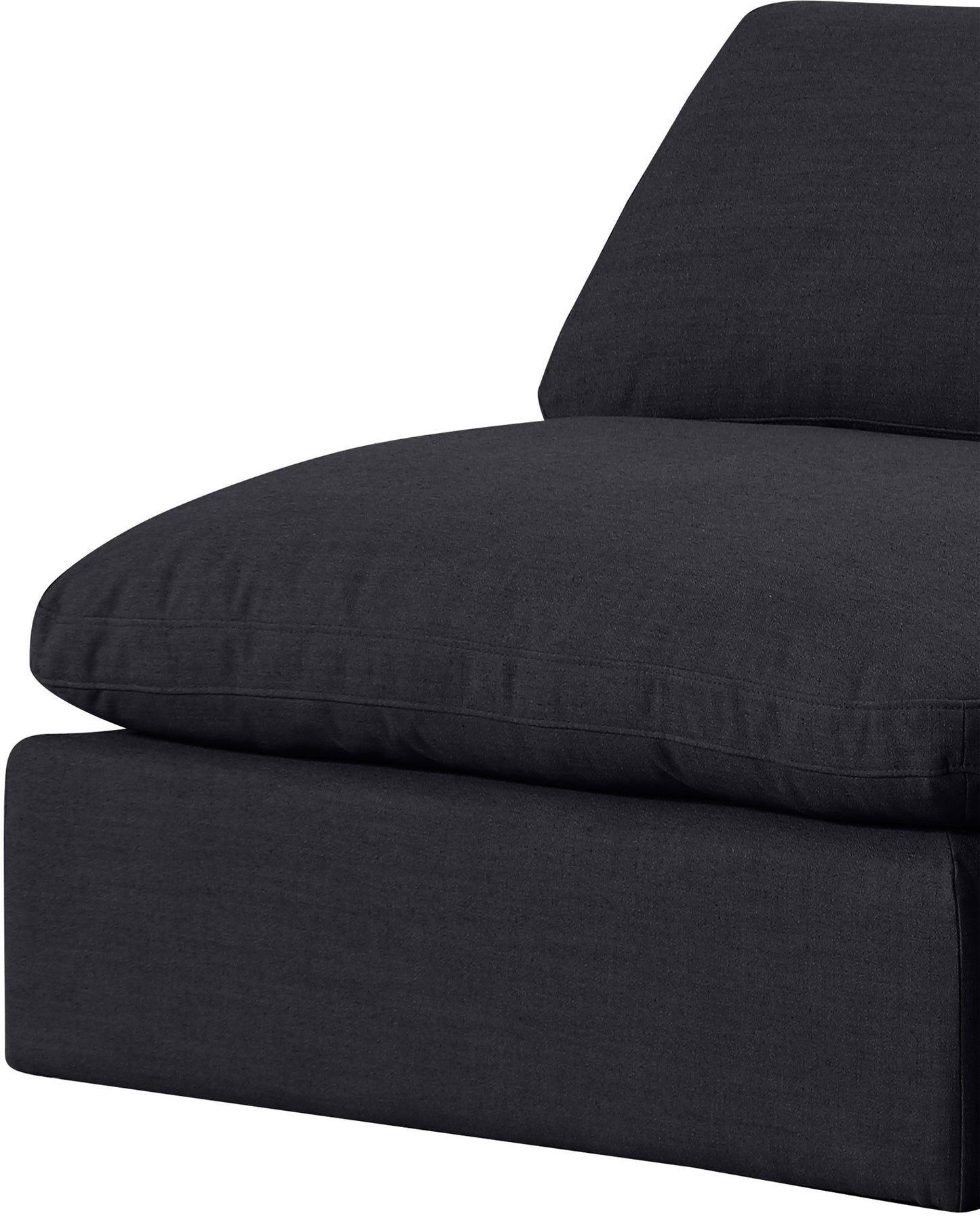 dolce black linen textured fabric modular armless chair armless